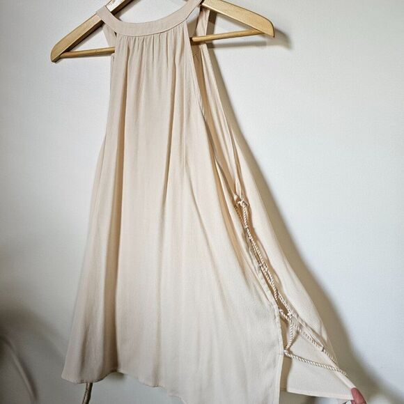 EUC DOE & RAE CREAM HALTER NECK LONG LINE SLEEVELESS TOP LACED SIDES SIZE L - Picture 7 of 11
